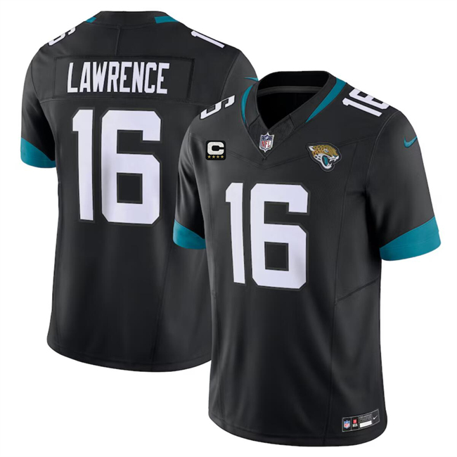 Men's Jacksonville Jaguars #16 Trevor Lawrence 2024 Black With 4-Star C Patch Vapor Untouchable Limited Stitched Jersey